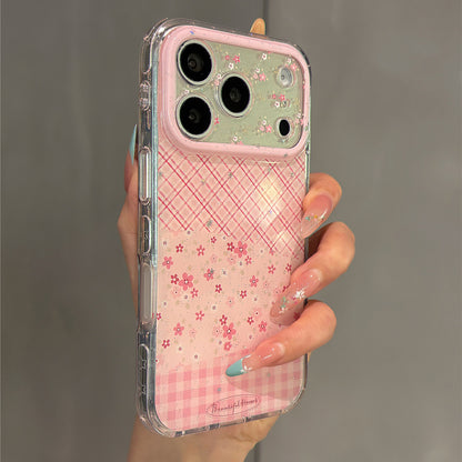 Pink Plaid & Flowers Acrylic Phone Case
