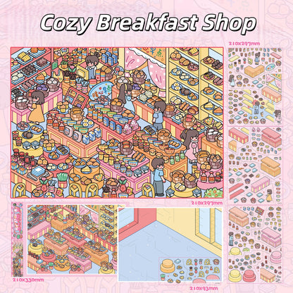 Daily Bites & Stoves 3D Sticker | 4 Cute Miniature Scenes