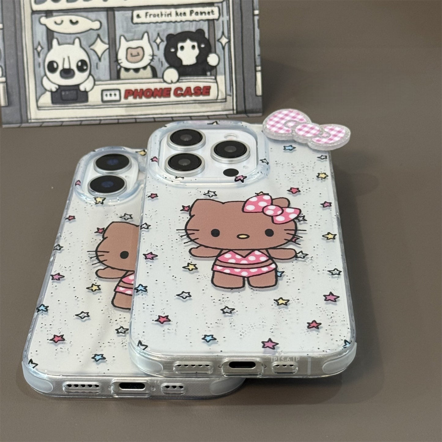 Glitter Black Cat with Bow Acrylic Phone Case