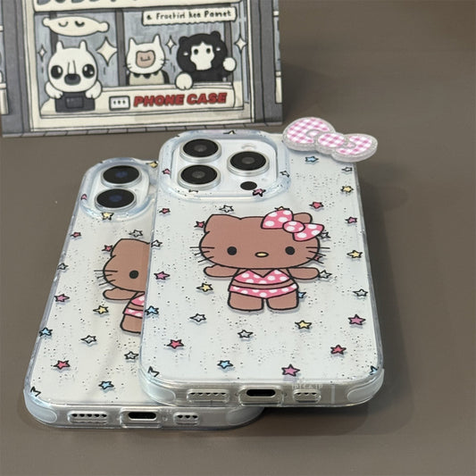 Glitter Black Cat with Bow Acrylic Phone Case