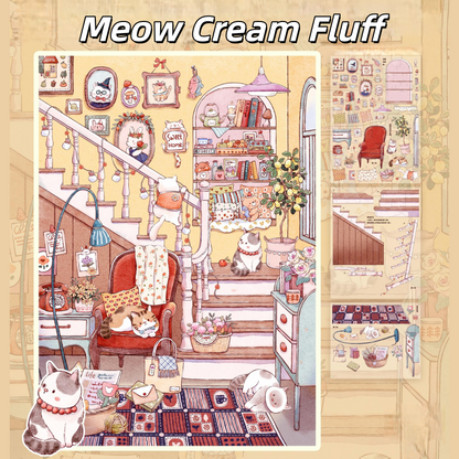 Milk Foam House 3D Sticker | 5 Cute Miniature Scenes