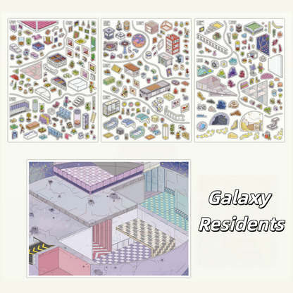 Cosmic Scenes 3D Sticker | 2 Cute Miniature Scenes