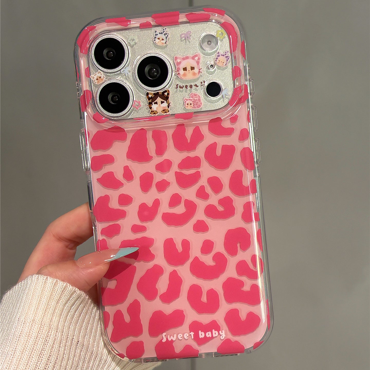 Pink Leopard-patterned Acrylic Phone Case