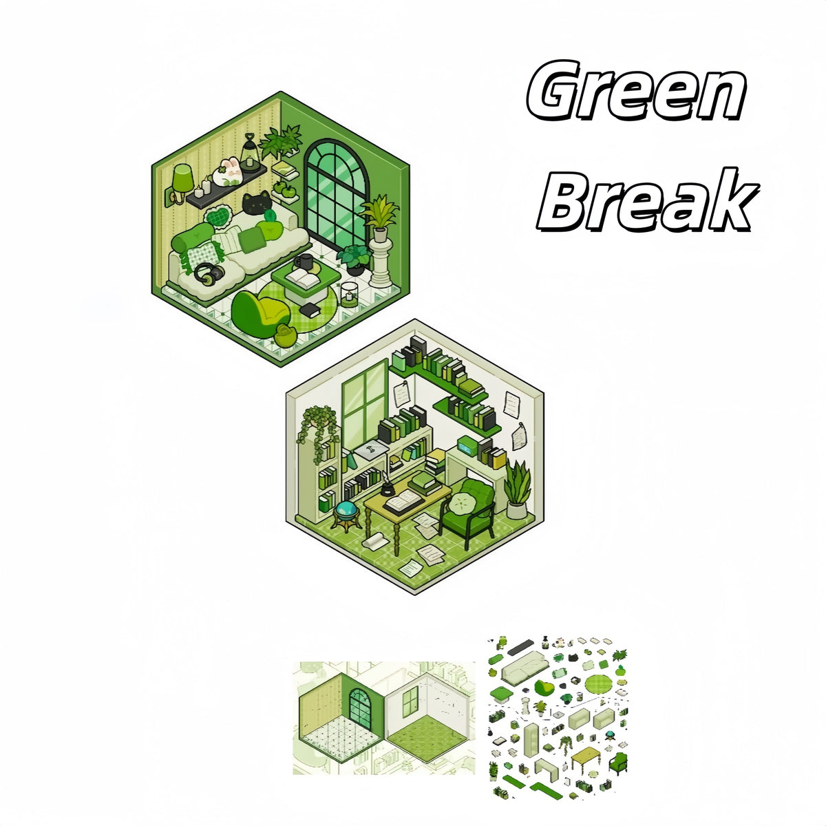 Colorful Series 3D Sticker | 5 Cute Miniature Scenes