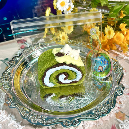 Matcha Dark Choco Bear Roll Cake Squishy