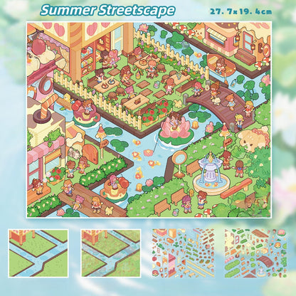 Whimsy Town 3D Sticker | 2 Cute Miniature Scenes