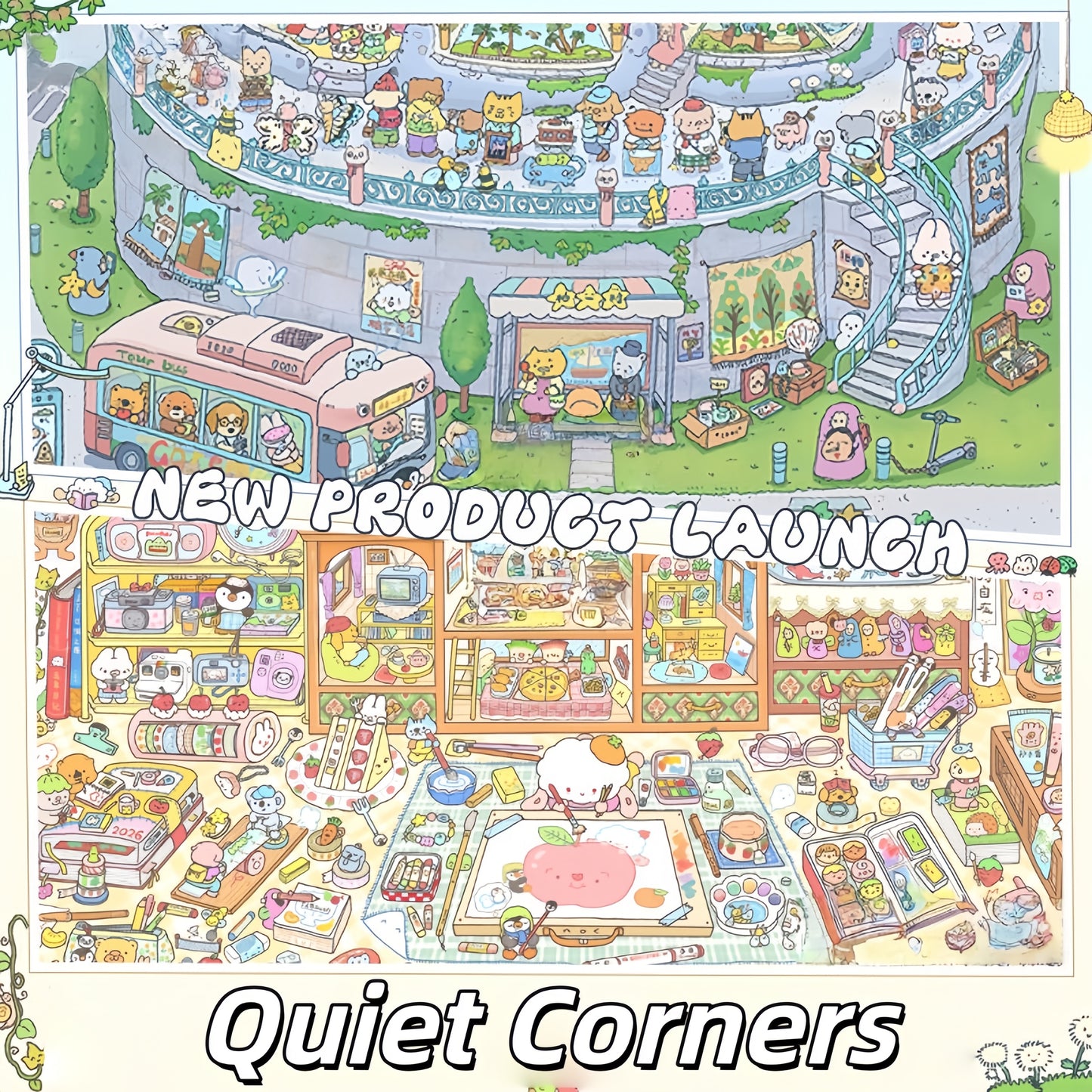 Quiet Corners 3D Sticker | 2 Cute Miniature Scenes