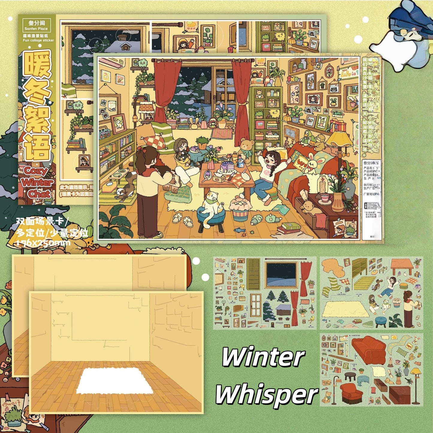 Warm Stays 3D Sticker | 5 Cute Miniature Scenes