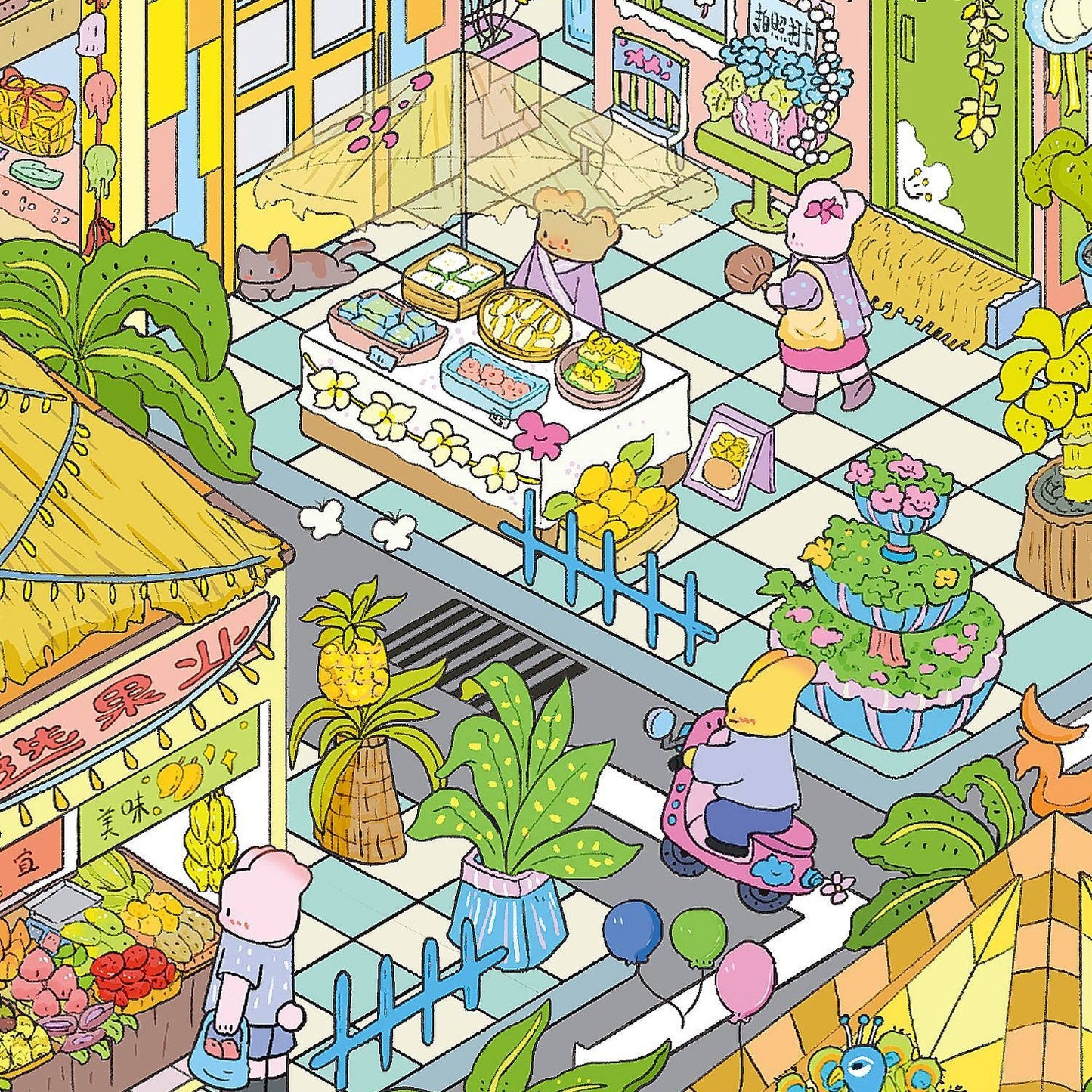 Springtime Whimsy 3D Sticker | 2 Cute Miniature Scenes