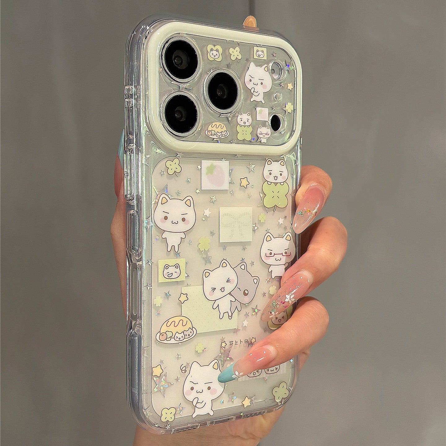 Four-Leaf Clover Cat Sticky Note Acrylic Phone Case
