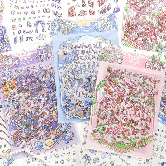Kitten‘s Fantasy 3D Sticker | 3 Cute Miniature Scene
