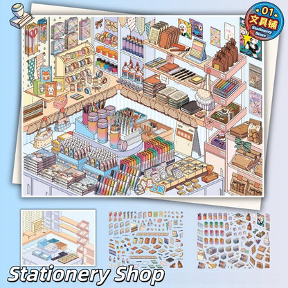 Shelf Display 3D Sticker | 4 Cute Miniature Scenes