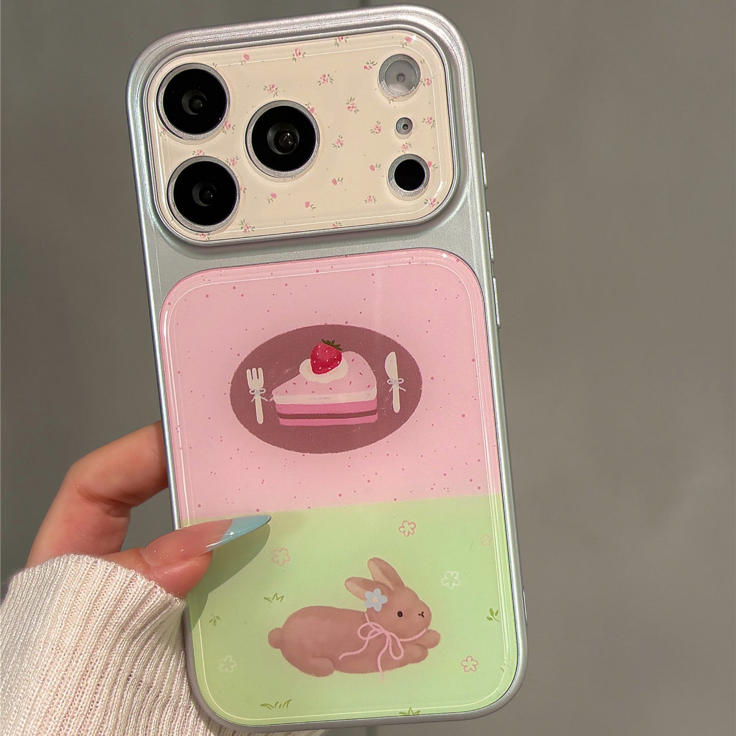 Pink and Green Block Dessert Bunny Acrylic Phone Case