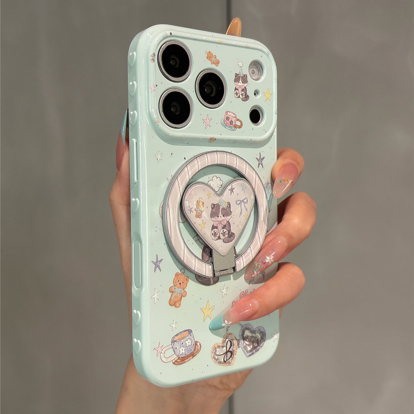 Coffee Bear & Kitty Magnetic Stand Acrylic Phone Case