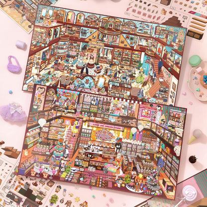 Shelf Display 3D Sticker | 2 Cute Miniature Scenes