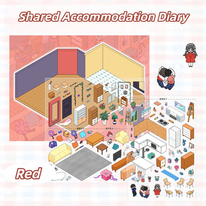 Shared Accommodation Diary 3D Sticker | 2 Cute Miniature Scenes