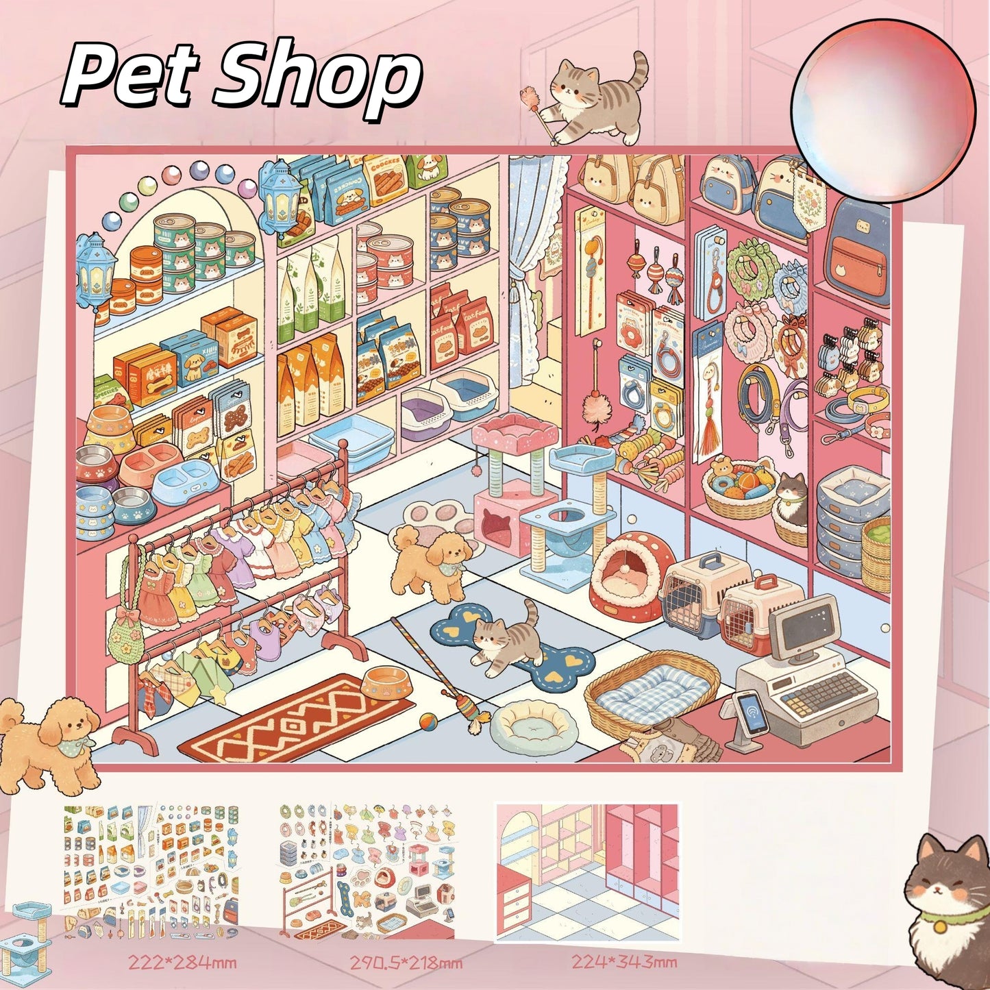 Shelf Display 3D Sticker | 4 Cute Miniature Scenes