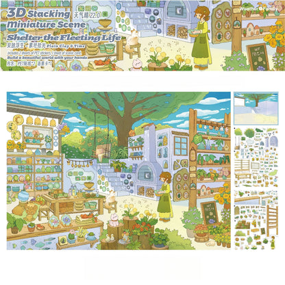 A Haven for the Wandering Soul 3D Sticker | 4 Cute Miniature Scenes