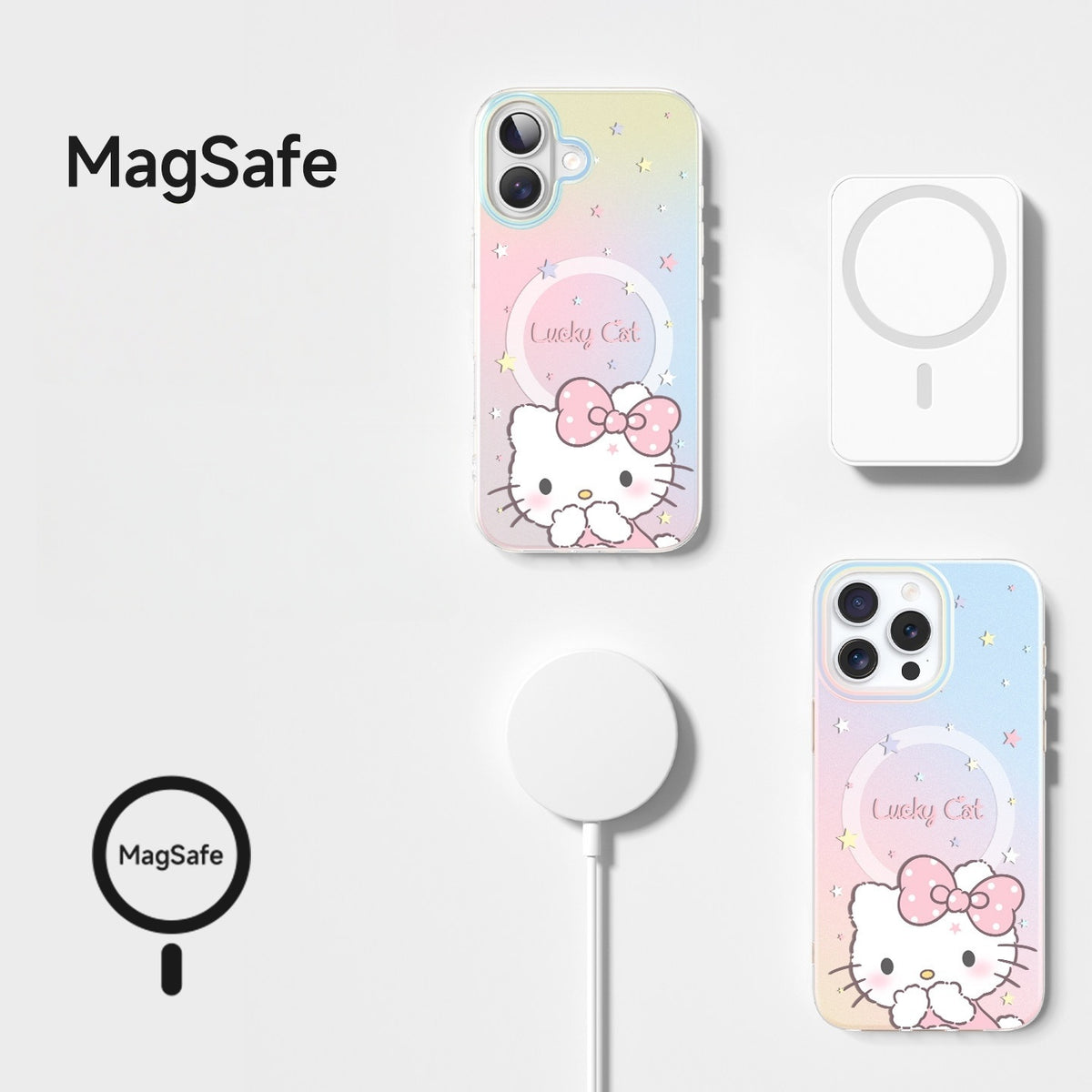 Colorful Star Cover-Mouth Kitty Acrylic Phone Case