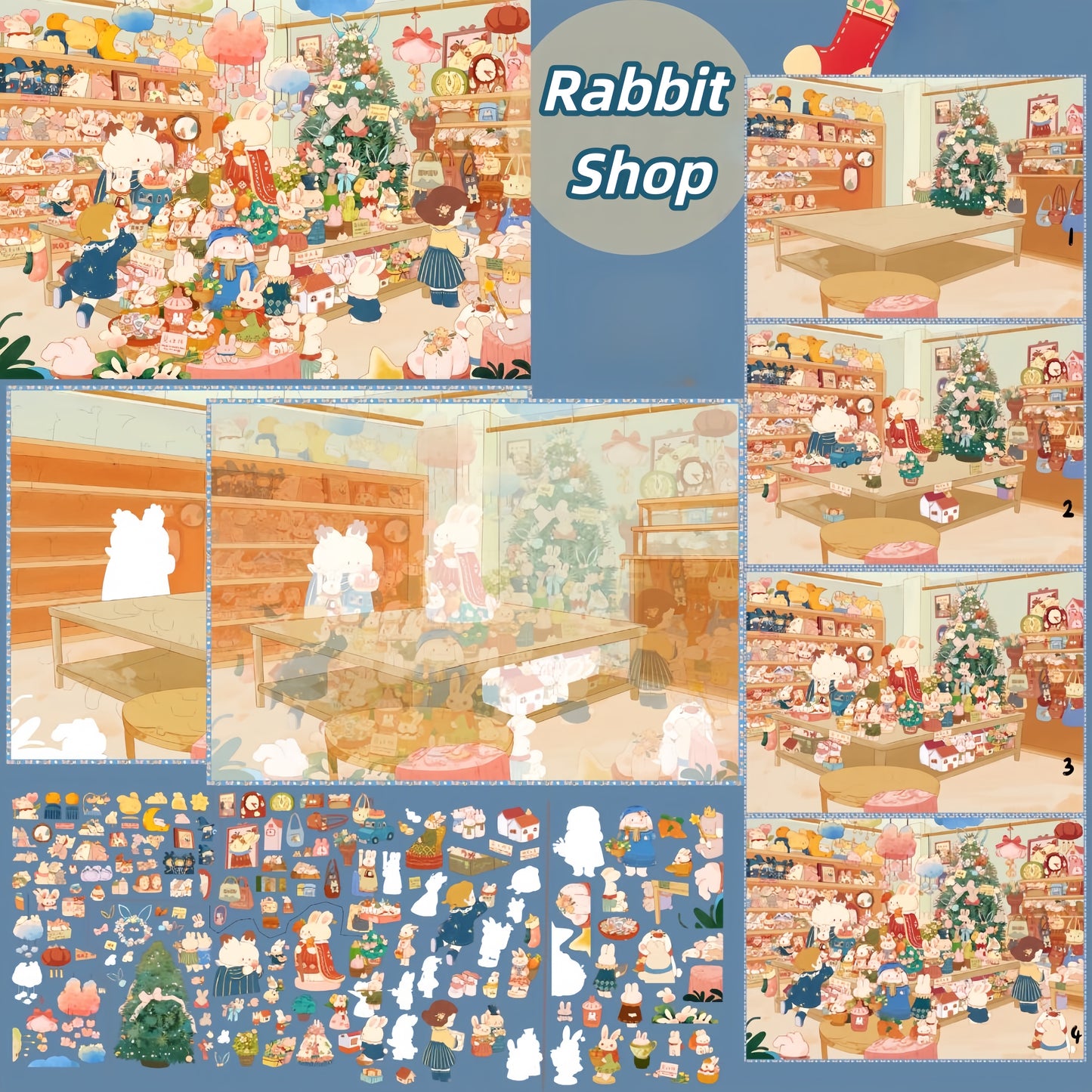 Fantasy Christmas 3D Sticker | 2 Cute Miniature Scenes
