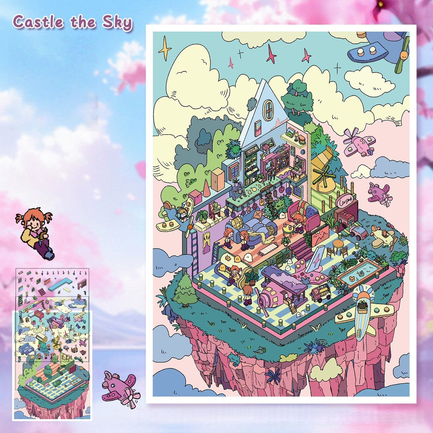 Dreamy Voyage 3D Sticker | 2 Cute Miniature Scenes