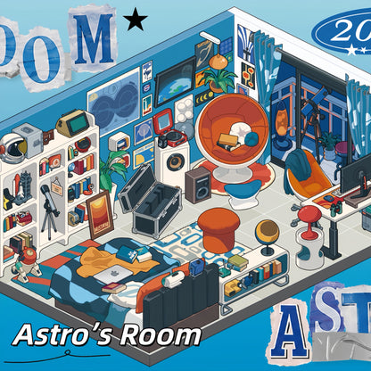 Rooms & Clubs 3D Sticker | 4 Cute Miniature Scenes