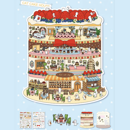Meow Utopia 3D Sticker | 4 Cute Miniature Scenes