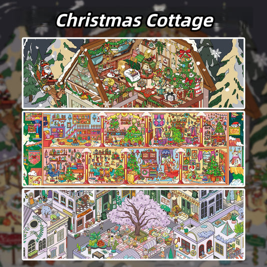 Christmas Cottage 3D Sticker | 3 Cute Miniature Scenes