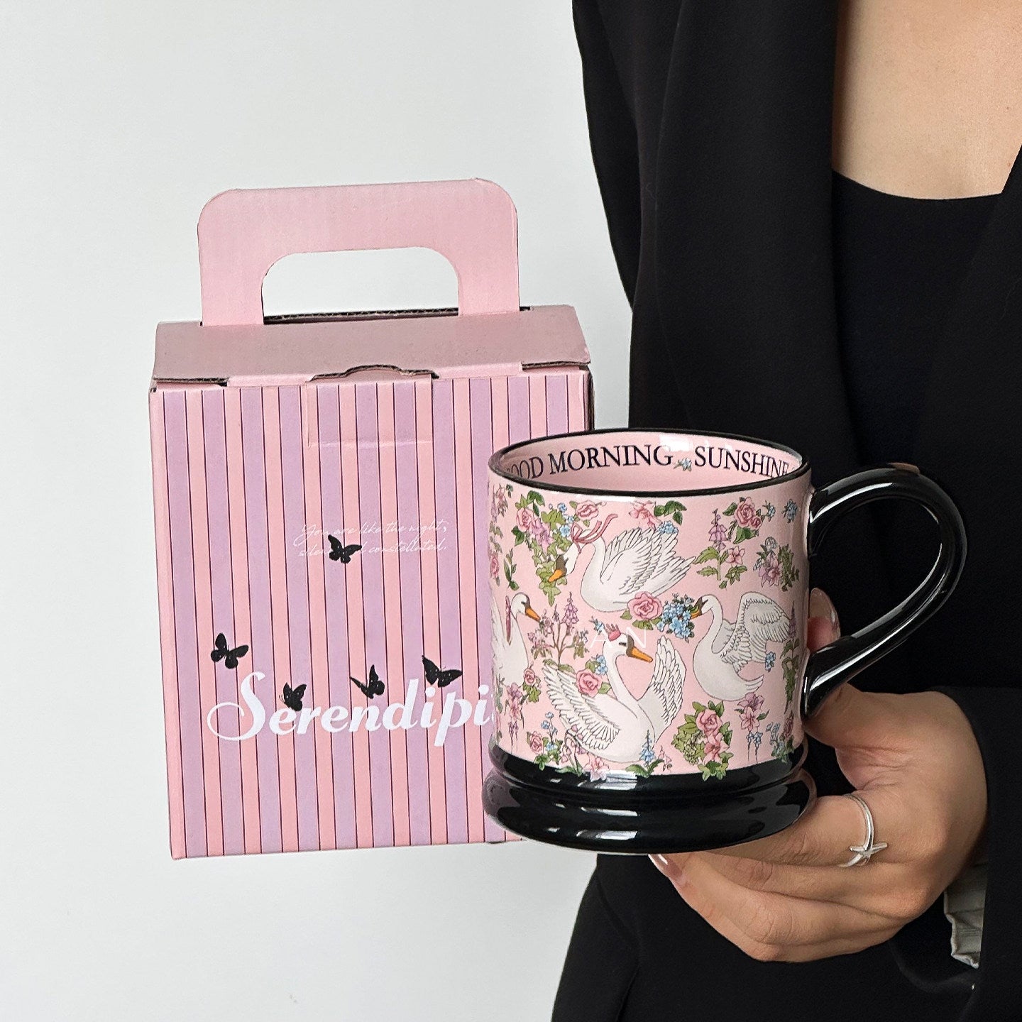 Pink Swan Ceramic Mug