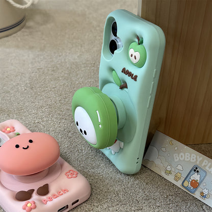 Green Apple Bear and Peach Silicone Phone Case