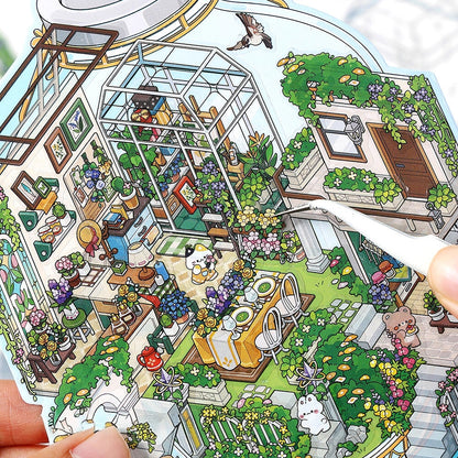 Simulation Management 3D Sticker | 4 Cute Miniature Scenes
