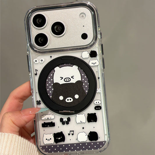Black and White Pig Acrylic Phone Case