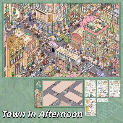 Famous Town 3D Sticker | 2 Cute Miniature Scenes