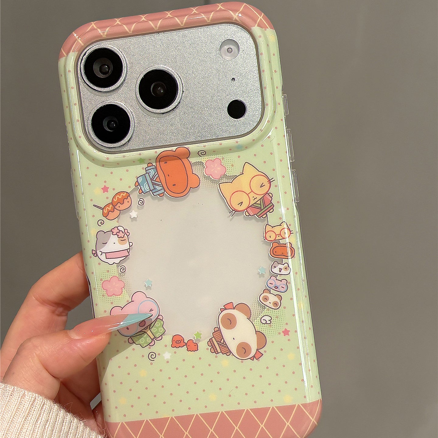 Green Polka Dot Animals Acrylic Phone Case