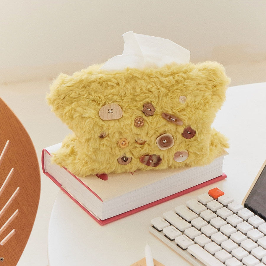 Button Collector Plush Tissue Box