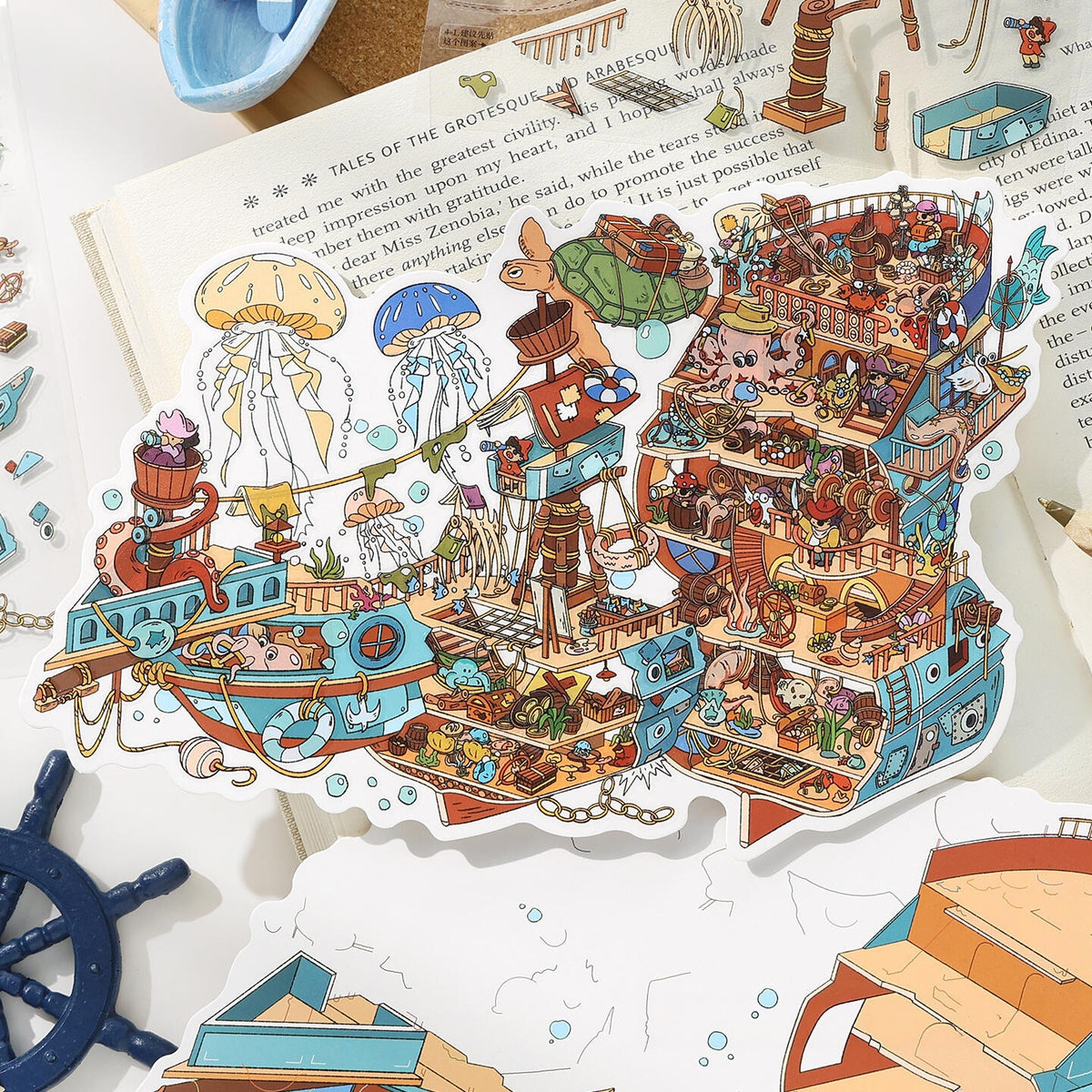 Sunken Secrets 3D Sticker | 2 Cute Miniature Scenes