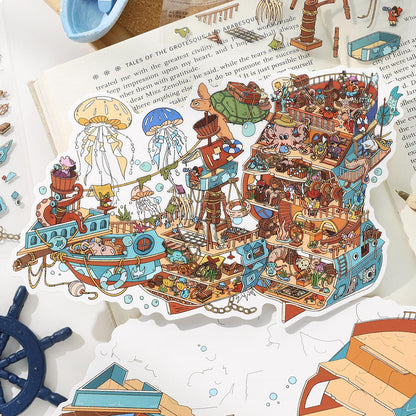 Sunken Secrets 3D Sticker | 2 Cute Miniature Scenes