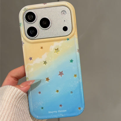 Yellow Blue Ombre Gilt Star Acrylic Phone Case