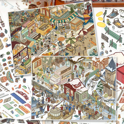 World Streetscape 3D Sticker | 2 Cute Miniature Scenes