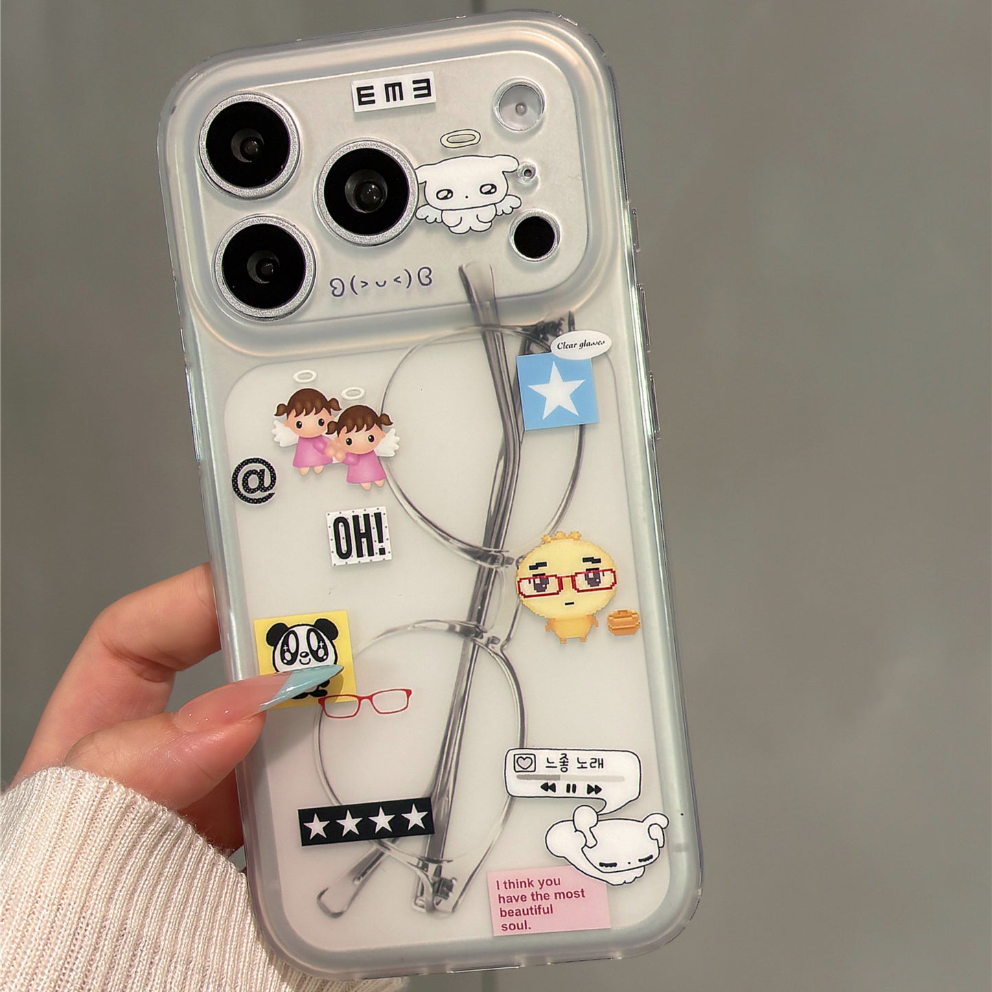 Cartoon Animals with Glasses Acrylic Phone Case