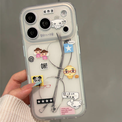 Cartoon Animals with Glasses Acrylic Phone Case