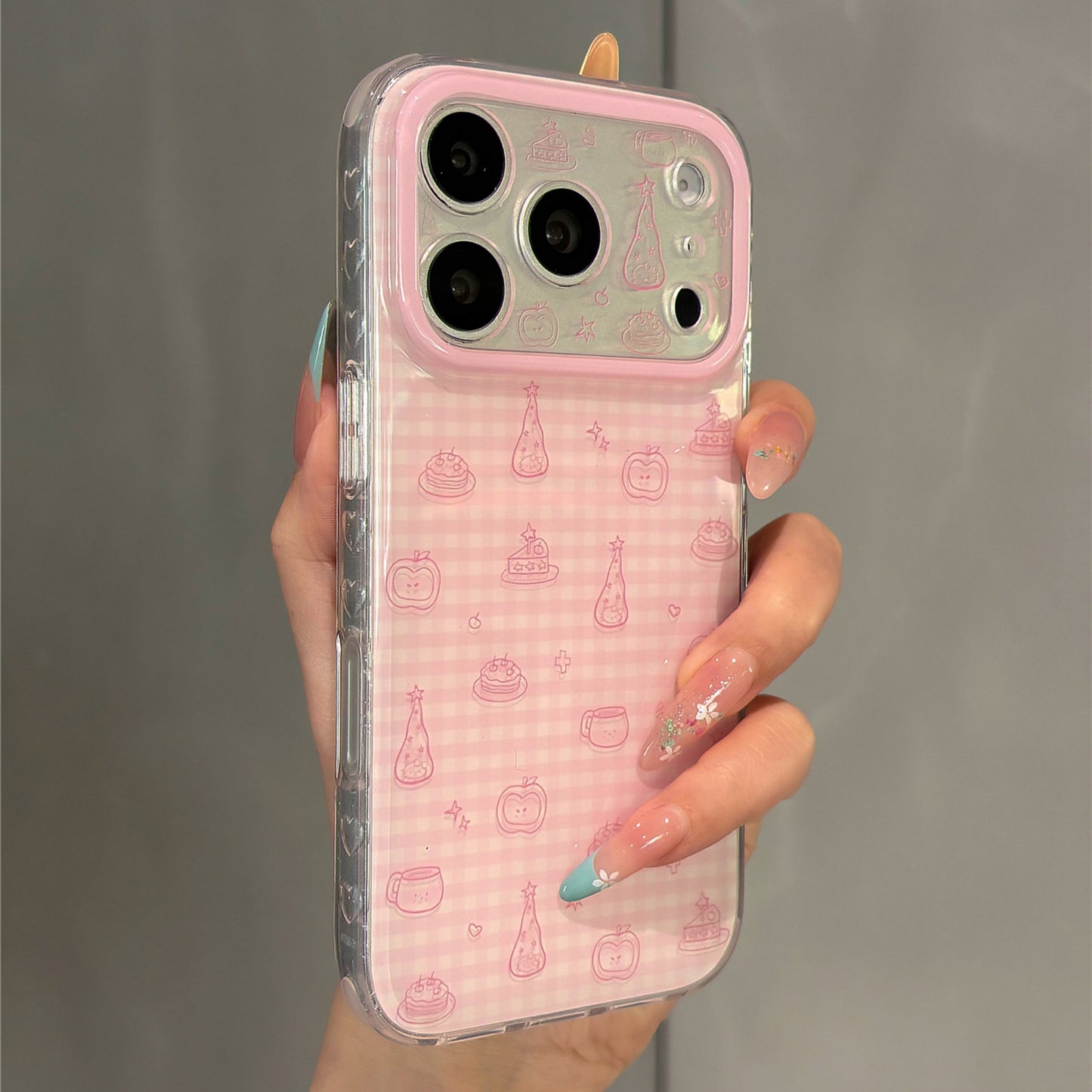 Pink Plaid Line Apple Magnetic Stand Acrylic Phone Case