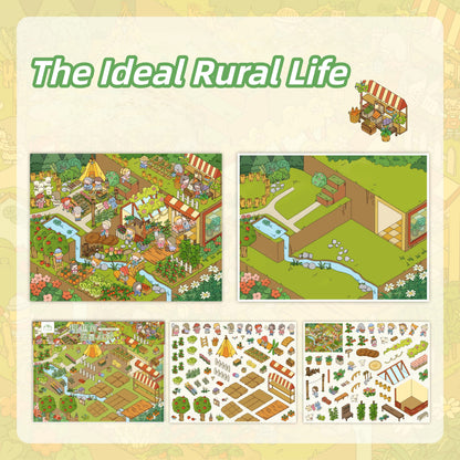 Rural Life 3D Sticker | 3 Cute Miniature Scenes