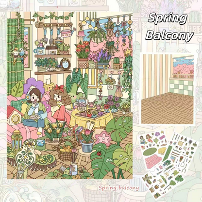 Life in Four Seasons 3D Sticker | 6 Cute Miniature Scenes