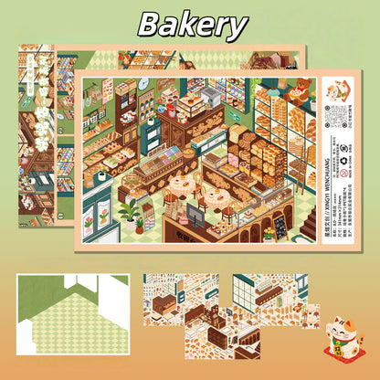 Shelf Display 3D Sticker | 4 Cute Miniature Scenes