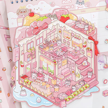 Animal Dessert Shop 3D Sticker | 3 Cute Miniature Scene