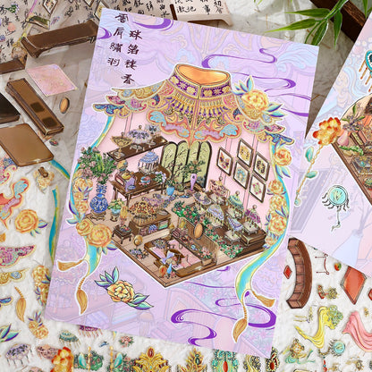 Antique Restoration 3D Sticker | 2 Cute Miniature Scenes