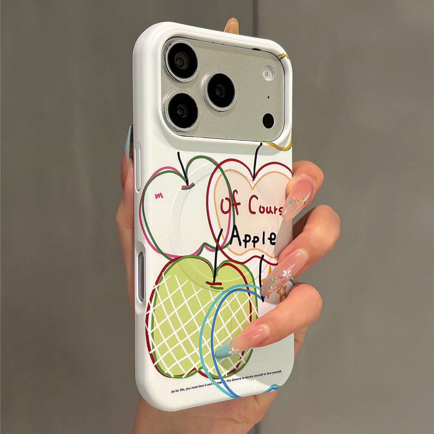 Colorful Doodle Line Apple Magnetic Stand Acrylic Phone Case