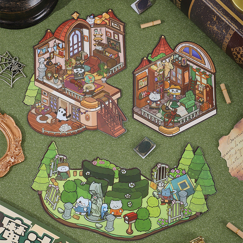 Secret Chamber Escape 3D Sticker | 4 Cute Miniature Scenes