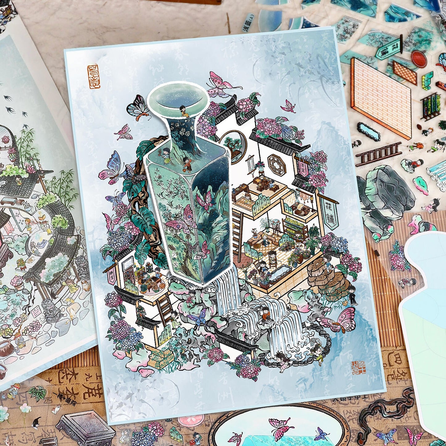 Antique Restoration 3D Sticker | 2 Cute Miniature Scenes